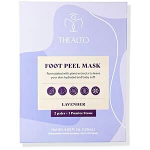 Thealto Foot Peel Mask 2-Pack Lavender + Pumice Stone Spa Treatment Smooth Feet